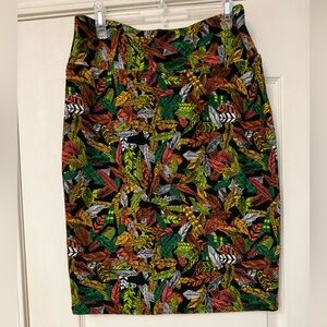 LuLaRoe Black Multicolor Leaf Print Pencil Skirt